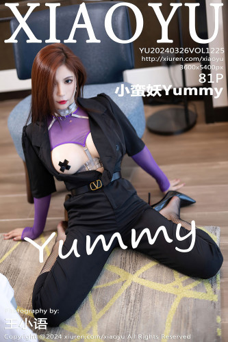 XiaoYu语画界-1225-小蛮妖Yummy-海南旅拍-黑衬衫长裤紫色情趣内衣爆乳黑丝-2024.03.26