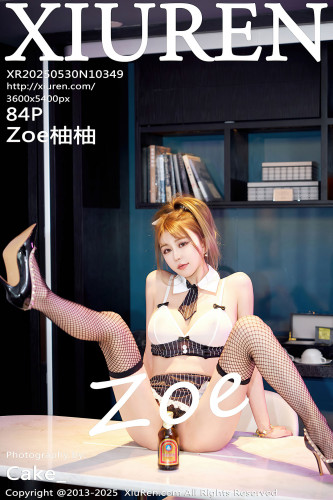 XiuRen秀人网-10349-Zoe柚柚-情趣OL短裙丁字裤黑色网袜-2025.05.29
