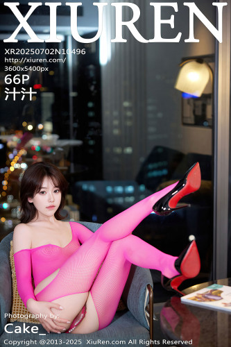 XiuRen秀人网-10496-汁汁-玫红色连体渔网丝袜-2025.07.02