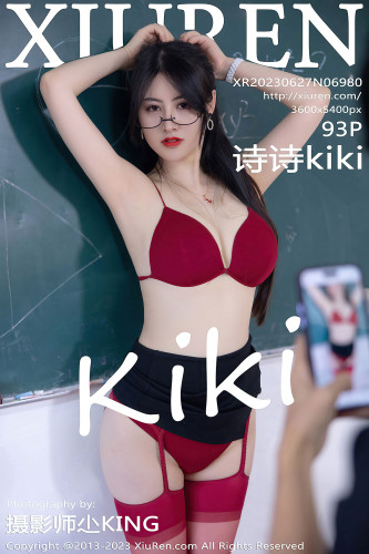XiuRen秀人网-6980-诗诗kiki-教师角色白衬衫红色内衣红丝吊带袜-2023.06.27