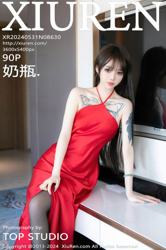 XiuRen秀人网-8630-奶瓶.-红色礼服长裙黑丝黑色蕾丝内衣-2024.05.31