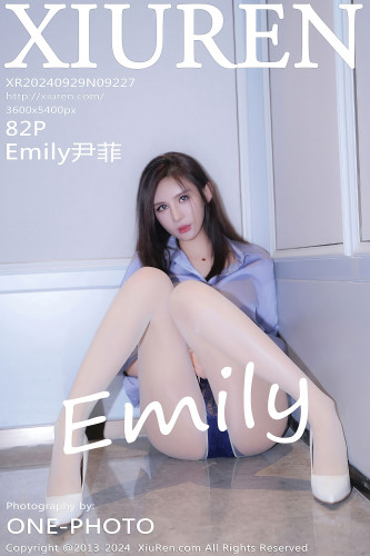 XiuRen秀人网-9227-Emily尹菲-OL蓝衬衫白短裙深蓝蕾丝内衣-2024.09.29