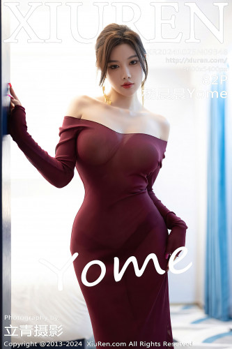 XiuRen秀人网-9348-杨晨晨Yome-香肩酒红美裙红蕾丝内衣-2024.10.25