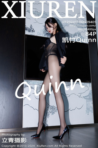 XiuRen秀人网-9405-凯竹Quinn-OL黑色套装黑蕾丝内衣黑丝-2024.11.06