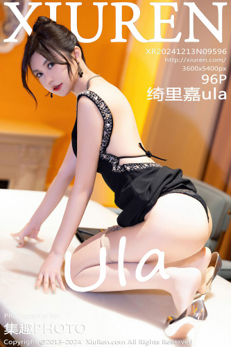 XiuRen秀人网-9596-绮里嘉ula-黑色连衣短裙灰丝-2024.12.13