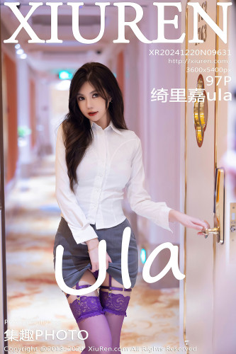 XiuRen秀人网-9631-绮里嘉ula-OL白衬衫灰短裙紫色蕾丝内衣-2024.12.20