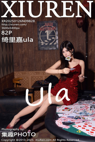 XiuRen秀人网-9828-绮里嘉ula-红色吊带礼裙纸牌桌诱惑-2025.01.26