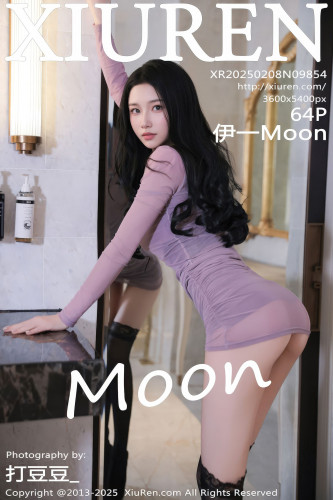 XiuRen秀人网-9854-伊一Moon-紫色连衣短裙黑色情趣内衣黑丝爆乳-2025.02.08