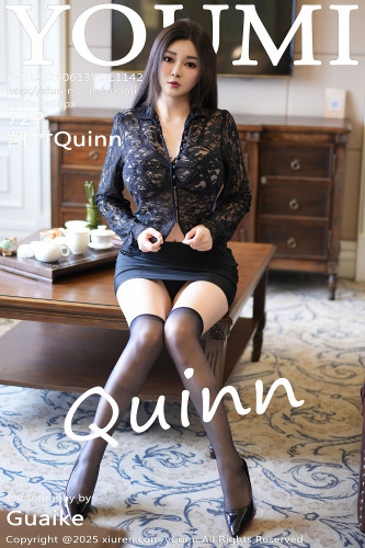 YouMi尤蜜荟-1142-凯竹Quinn-黑衫黑短裙黑色情趣内衣黑丝爆乳-2025.06.13