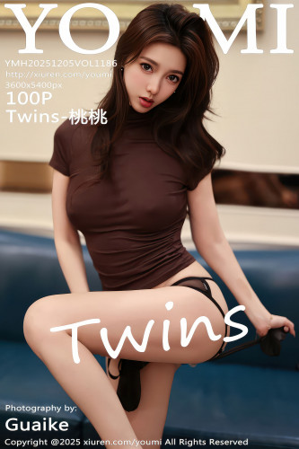 YouMi尤蜜荟-1186-Twins-桃桃-OL黑色外套短裙褐色T恤黑丝-2025.12.05
